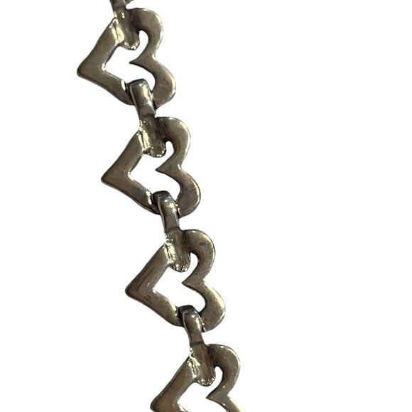 Bracelet Hearts with Chain Link Faux Diamonds Clasp to do Up Silver-Color - Picture 4 of 7